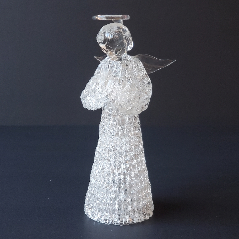 Vintage 6" Spun Glass Praying Angel EUC